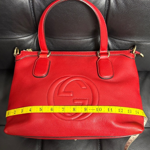 Gucci Soho Red Leather Shoulder Bag with Gold Chain and Leather Tassel - Picture 14 of 15